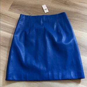 Chic Royal Blue Leather Pencil Skirt